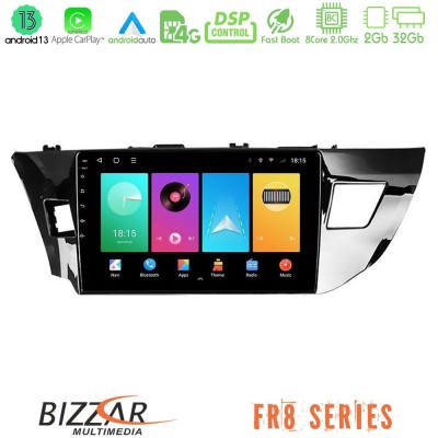 Bizzar FR8 Series Toyota Corolla 2014-2016 8core Android13 2+32GB Navigation Multimedia Tablet 10