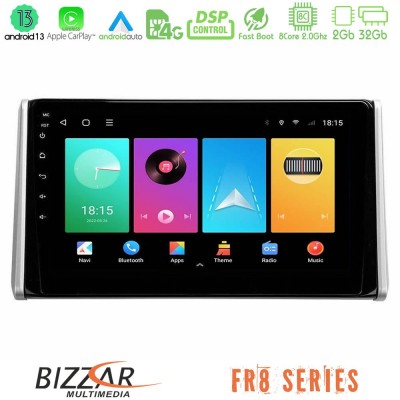 Bizzar FR8 Series Toyota RAV4 2019-2023 8Core Android13 2+32GB Navigation Multimedia Tablet 10