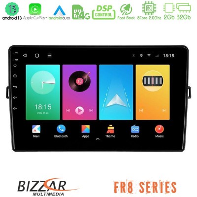 Bizzar FR8 Series Toyota Auris 8core Android13 2+32GB Navigation Multimedia Tablet 10