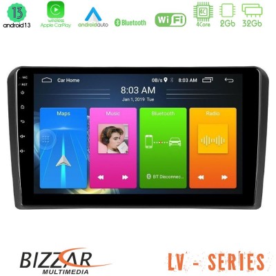 Bizzar LV Series Audi A3 8P 4Core Android 13 2+32GB Navigation Multimedia Tablet 9