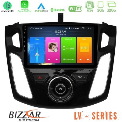 Bizzar LV Series Ford Focus 2012-2018 4Core Android 13 2+32GB Navigation Multimedia Tablet 9