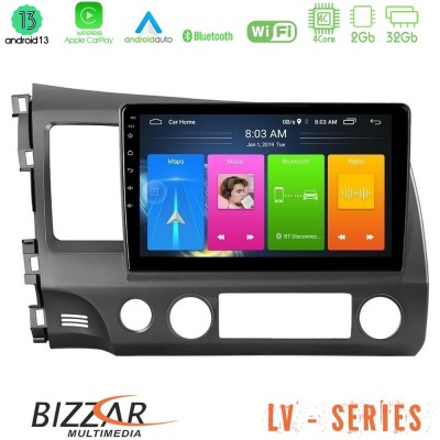 Bizzar LV Series Honda Civic 2006-2011 4Core Android 13 2+32GB Navigation Multimedia Tablet 9
