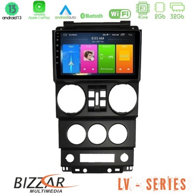 Bizzar LV Series Jeep Wrangler 2008-2010 4Core Android 13 2+32GB Navigation Multimedia Tablet 9