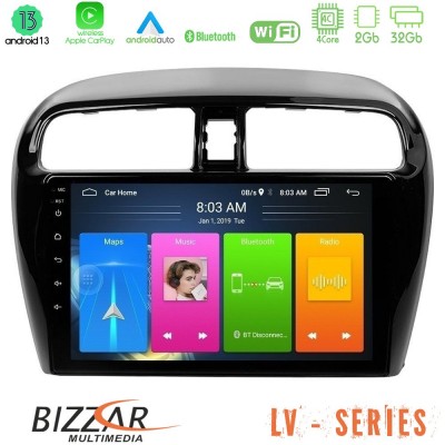 Bizzar LV Series Mitsubishi Space Star 2013-2016 4Core Android 13 2+32GB Navigation Multimedia Tablet 9