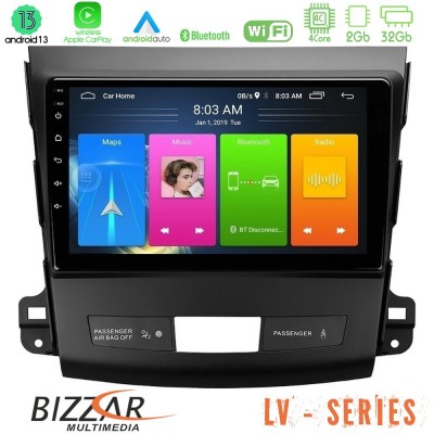 Bizzar LV Series Mitsubishi Outlander/Citroen C-Crosser/Peugeot 4007 4Core Android 13 2+32GB Navigation Multimedia Tablet 9