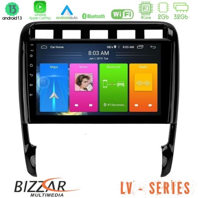 Bizzar LV Series Porsche Cayenne 2003-2010 4Core Android 13 2+32GB Navigation Multimedia Tablet 9