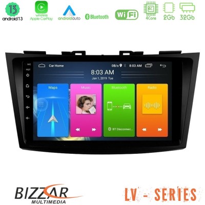Bizzar LV Series Suzuki Swift 2011-2016 4Core Android 13 2+32GB Navigation Multimedia Tablet 9