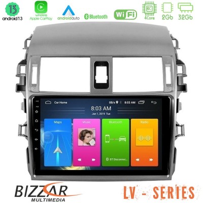 Bizzar LV Series Toyota Corolla 2008-2010 4Core Android 13 2+32GB Navigation Multimedia Tablet 9