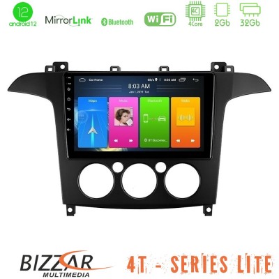 Bizzar 4T Series Ford S-Max 2006-2008 (manual A/C) 4Core Android12 2+32GB Navigation Multimedia Tablet 9