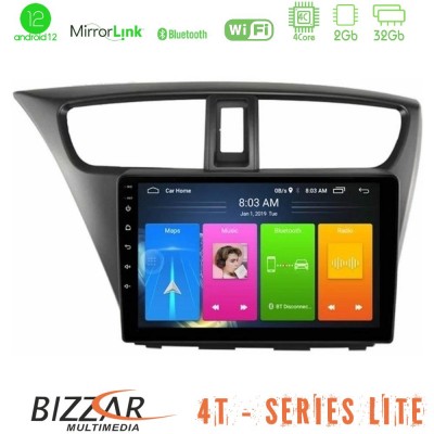 Bizzar 4T Series Honda Civic Hatchback 2012-2015 4Core Android12 2+32GB Navigation Multimedia Tablet 9