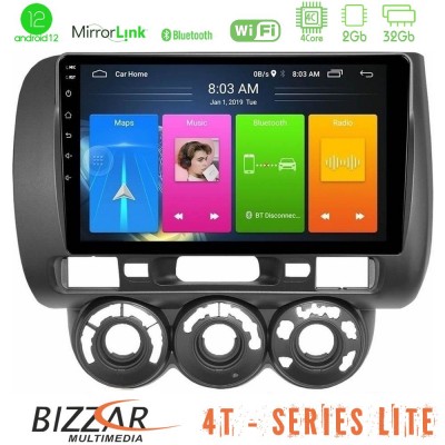 Bizzar 4T Series Honda Jazz 2002-2008 (Manual A/C) 4Core Android12 2+32GB Navigation Multimedia Tablet 9