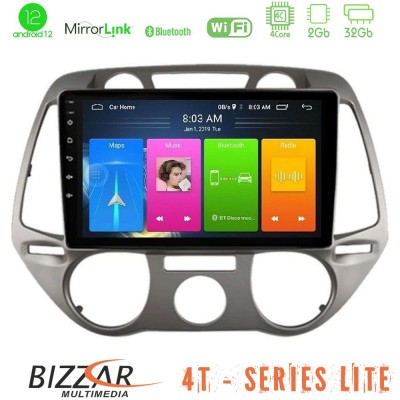 Bizzar 4T Series Hyundai i20 2009-2012 Manual A/C 4Core Android12 2+32GB Navigation Multimedia Tablet 9