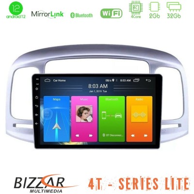 Bizzar 4T Series Hyundai Accent 2006-2011 4Core Android12 2+32GB Navigation Multimedia Tablet 9