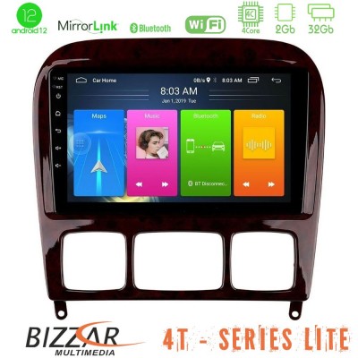 Bizzar 4T Series Mercedes S Class 1999-2004 (W220) 4Core Android12 2+32GB Navigation Multimedia Tablet 9