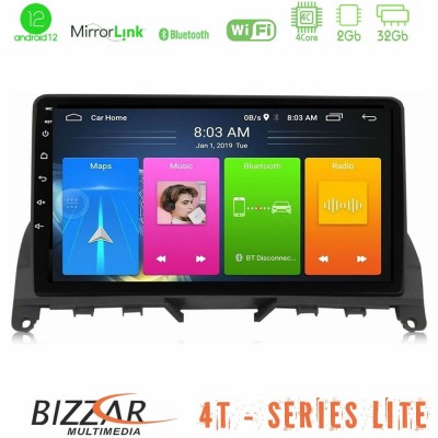 Bizzar 4T Series Mercedes C Class W204 4Core Android12 2+32GB Navigation Multimedia Tablet 9