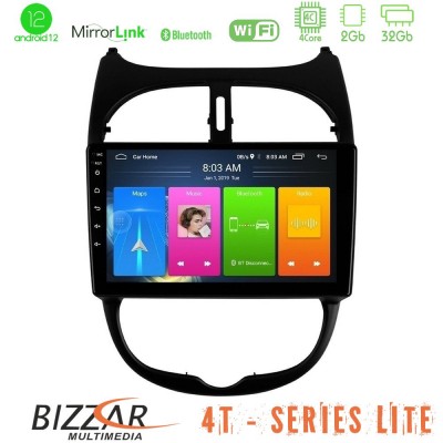 Bizzar 4T Series Peugeot 206 4Core Android12 2+32GB Navigation Multimedia Tablet 9
