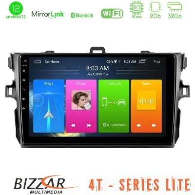 Bizzar 4T Series Toyota Corolla 2007-2012 4Core Android12 2+32GB Navigation Multimedia Tablet 9