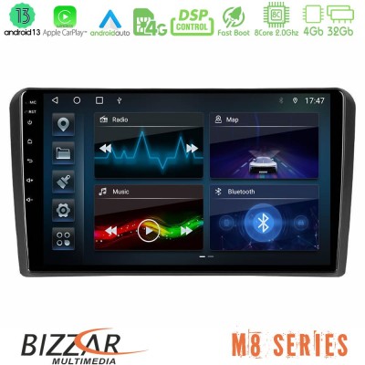 Bizzar M8 Series Audi A3 8P 8core Android13 4+32GB Navigation Multimedia Tablet 9