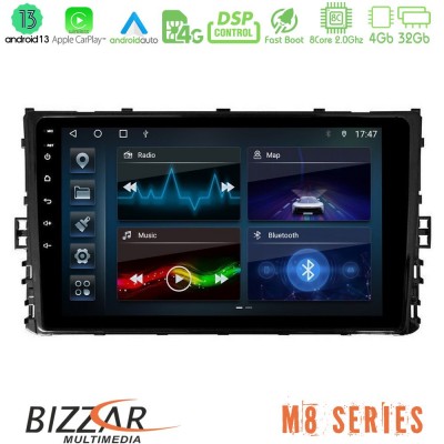 Bizzar M8 Series VW MQB 2017-> 8core Android13 4+32GB Navigation Multimedia 9
