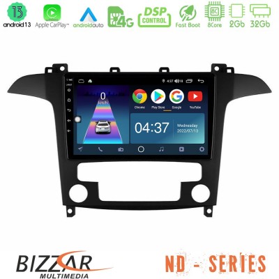 Bizzar ND Series 8Core Android13 2+32GB Ford S-Max 2006-2012 Navigation Multimedia Tablet 9