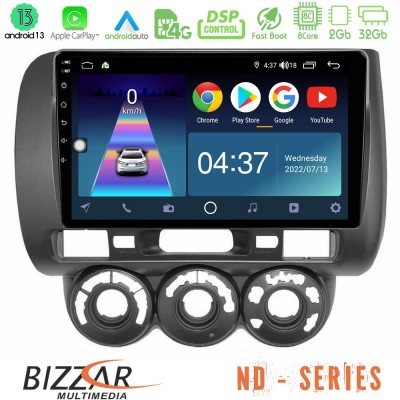 Bizzar ND Series 8Core Android13 2+32GB Honda Jazz 2002-2008 (Manual A/C) Navigation Multimedia Tablet 9