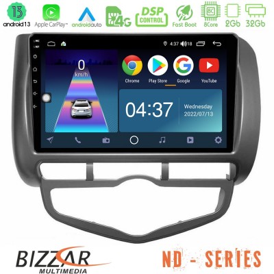 Bizzar ND Series 8Core Android13 2+32GB Honda Jazz 2002-2008 (Auto A/C) Navigation Multimedia Tablet 9