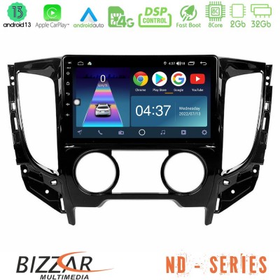 Bizzar ND Series 8Core Android13 2+32GB Mitsubishi L200 2016-> & Fiat Fullback (Manual A/C) Navigation Multimedia Tablet 9