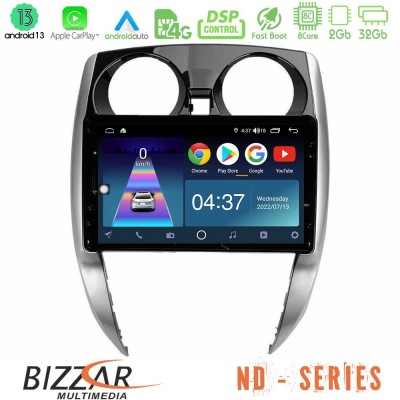 Bizzar ND Series 8Core Android13 2+32GB Nissan Note 2013-2018 Navigation Multimedia Tablet 10