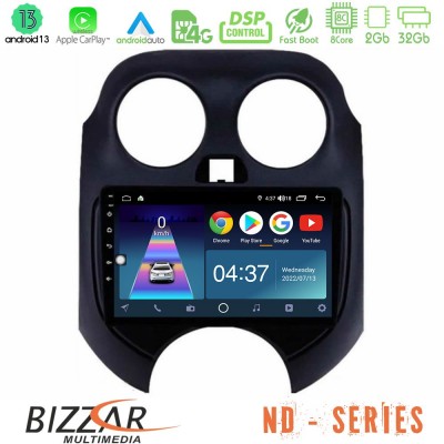 Bizzar ND Series 8Core Android13 2+32GB Nissan Micra 2011-2014 Navigation Multimedia Tablet 9