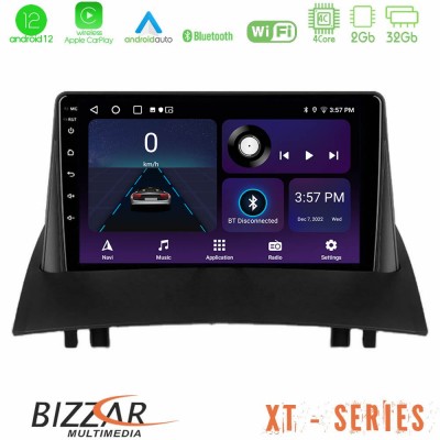Bizzar XT Series Renault Megane 2 2002-2008 4Core Android12 2+32GB Navigation Multimedia Tablet 9
