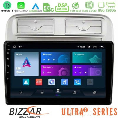 Bizzar Ultra Series Fiat Grande Punto 2006-2011 8core Android13 8+128GB Navigation Multimedia Tablet 9