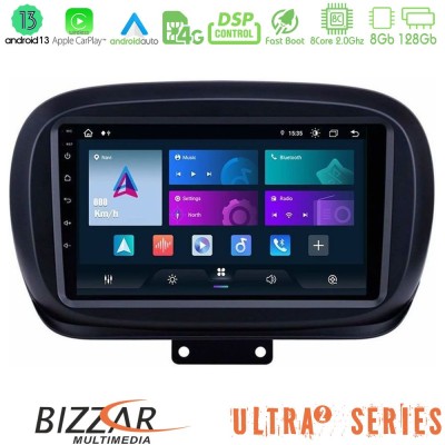 Bizzar Ultra Series Fiat 500X 8core Android13 8+128GB Navigation Multimedia Tablet 9
