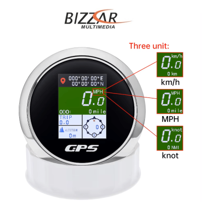 Bizzar Marine Digital GPS Speedometer LCD Display Odometer Voltmeter 85mm