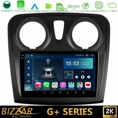 Bizzar G+ Series Dacia Dokker 2014-2021 8core Android14 6+128GB Navigation Multimedia Tablet 9