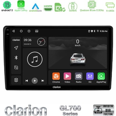 Clarion GL700 Series 8Core Android13 4+64GB Toyota Yaris 1999 – 2006 Navigation Multimedia Tablet 9
