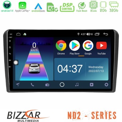 Bizzar ND2 Series 8Core Android14 2+32GB Mitsubishi Outlander 2002 – 2007 Navigation Multimedia Tablet 10