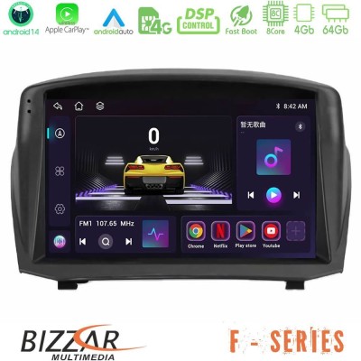 Bizzar F Series 8Core Android14 4+64GB  Ford Fiesta 2008-2012 Navigation Multimedia Tablet 9