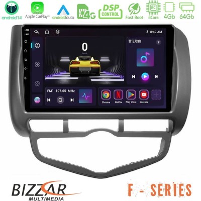 Bizzar F Series 8Core Android14 4+64GB  Honda Jazz 2002-2008 (Auto A/C) Navigation Multimedia Tablet 9