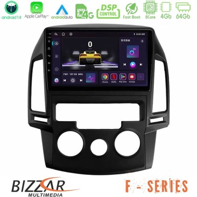 Bizzar F Series 8Core Android14 4+64GB  Hyundai i30 2007-2012 Manual A/C Navigation Multimedia Tablet 9