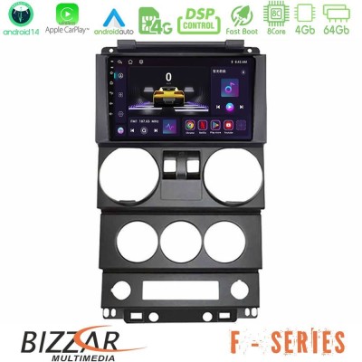 Bizzar F Series 8Core Android14 4+64GB  Jeep Wrangler 2Door 2008-2010 Navigation Multimedia Tablet 9