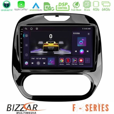 Bizzar F Series 8Core Android14 4+64GB  Renault Captur 2013-2019 (Manual AC) Navigation Multimedia Tablet 9
