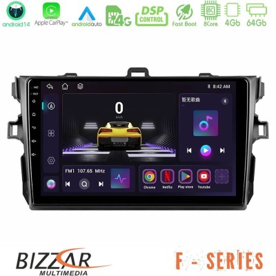 Bizzar F Series 8Core Android14 4+64GB  Toyota Corolla 2007-2012 Navigation Multimedia Tablet 9