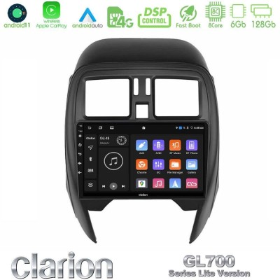 Clarion GL700 Lite Series 8Core Android11 6+128GB Nissan Micra 2013-2016 Navigation Multimedia Tablet 9