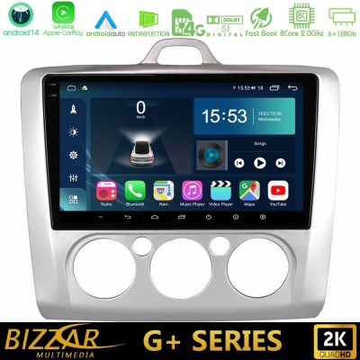Bizzar G+ Series Ford Focus Manual AC 8core Android14 6+128GB Navigation Multimedia 9