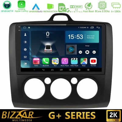 Bizzar G+ Series Ford Focus Manual AC 8core Android14 6+128GB Navigation Multimedia 9