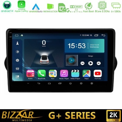 Bizzar G+ Series Fiat Tipo 2015-2022 (Sedan) 8core Android14 6+128GB Navigation Multimedia Tablet 9