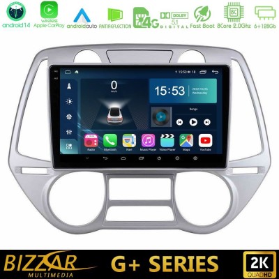 Bizzar G+ Series Hyundai i20 2009-2012 Auto A/C 8core Android14 6+128GB Navigation Multimedia Tablet 9