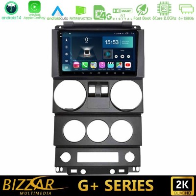 Bizzar G+ Series Jeep Wrangler 2Door 2008-2010 8core Android14 6+128GB Navigation Multimedia Tablet 9