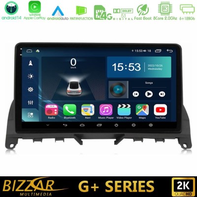 Bizzar G+ Series Mercedes C Class W204 8core Android14 6+128GB Navigation Multimedia 9