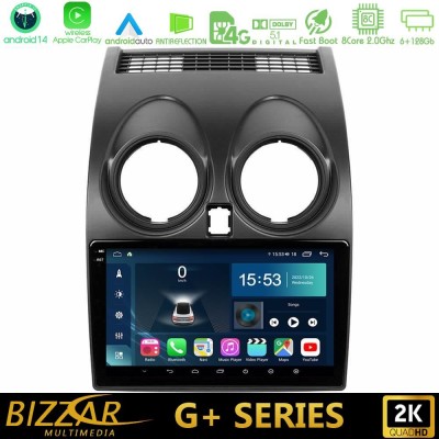 Bizzar G+ Series Nissan Qashqai J10 8core Android14 6+128GB Navigation Multimedia Tablet 9